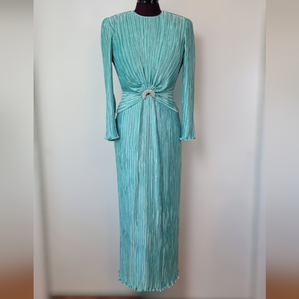 80s Pleated Dress By George F. Couture New York